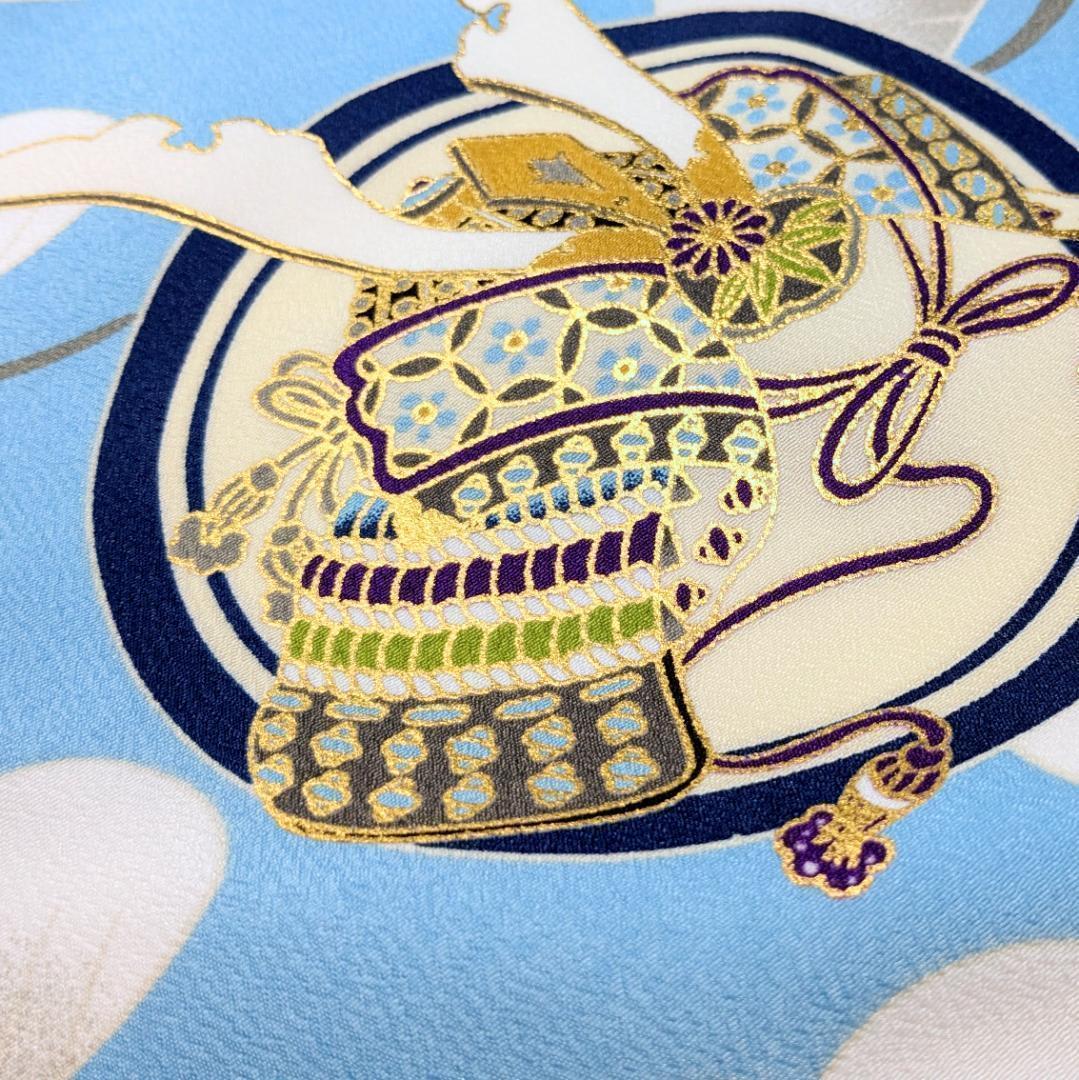 七五三 3歳 男児 ブランド 着物 被布コート セット 水色 紺 古典 KM3