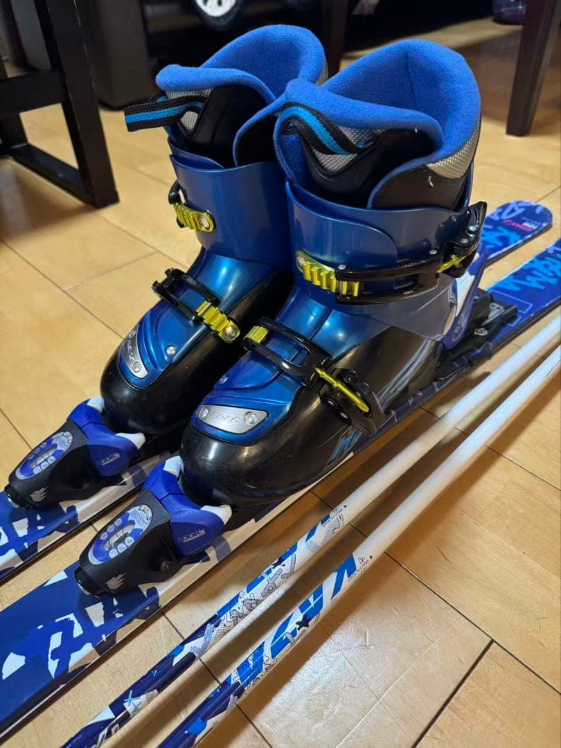 KAZAMA 126 スキー板 ストックセット ブルー 子供用3点セット