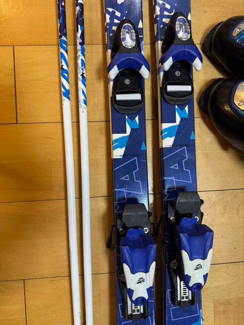 KAZAMA 126 スキー板 ストックセット ブルー 子供用3点セット