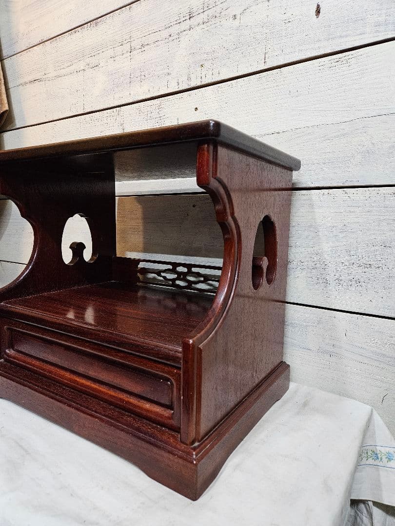 オールドカリモク 花梨材 飾り台 花台 電話台 小棚 置き床 サイドテーブル