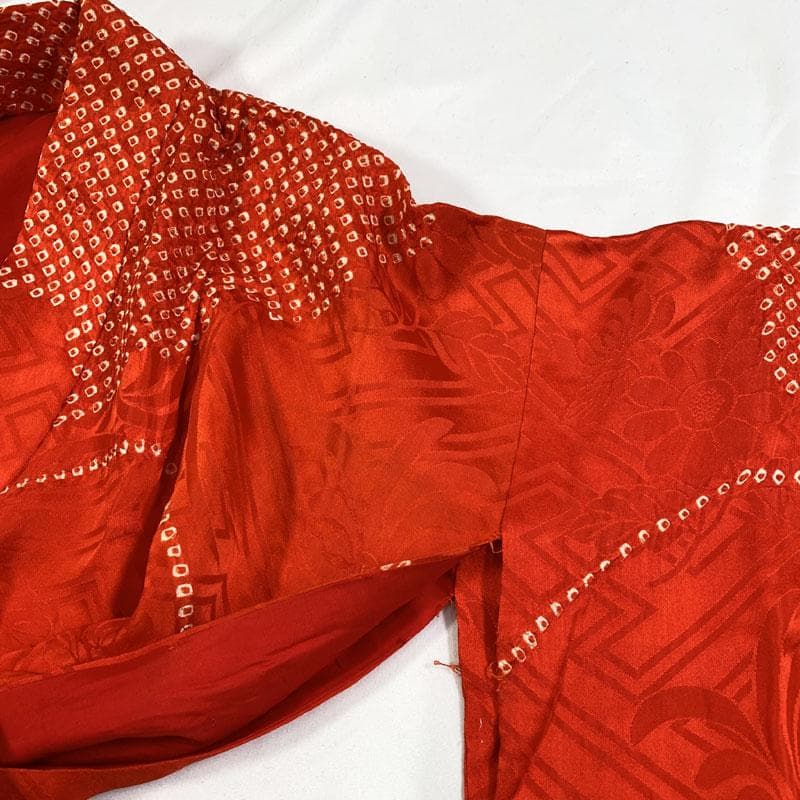 504u2◆アンティーク 振袖用長襦袢 絞り染/裄62.5袖丈107/正絹◆美品