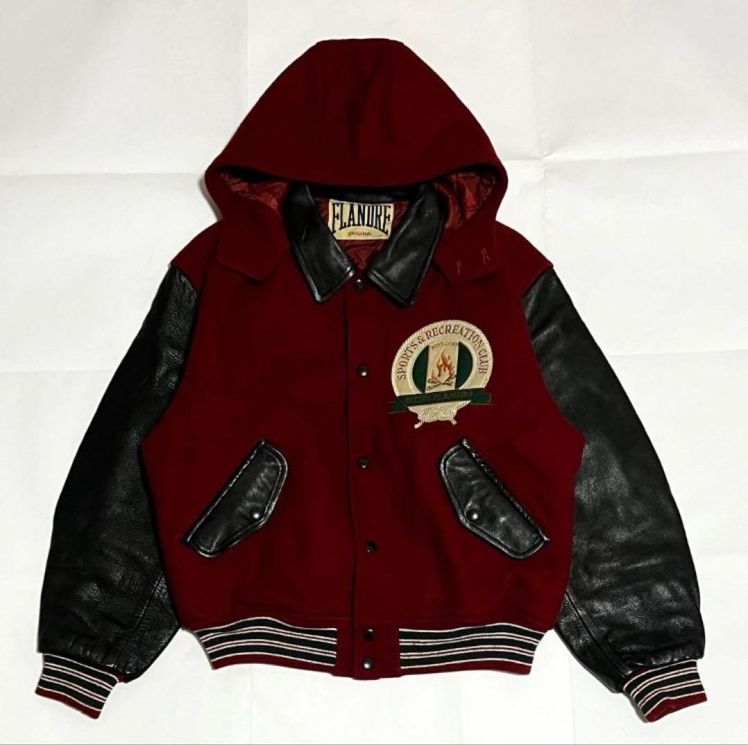 【人気】FLANDRE　フランドル　スタジャン　牛革レザー　ワッペン　刺繍ロゴ