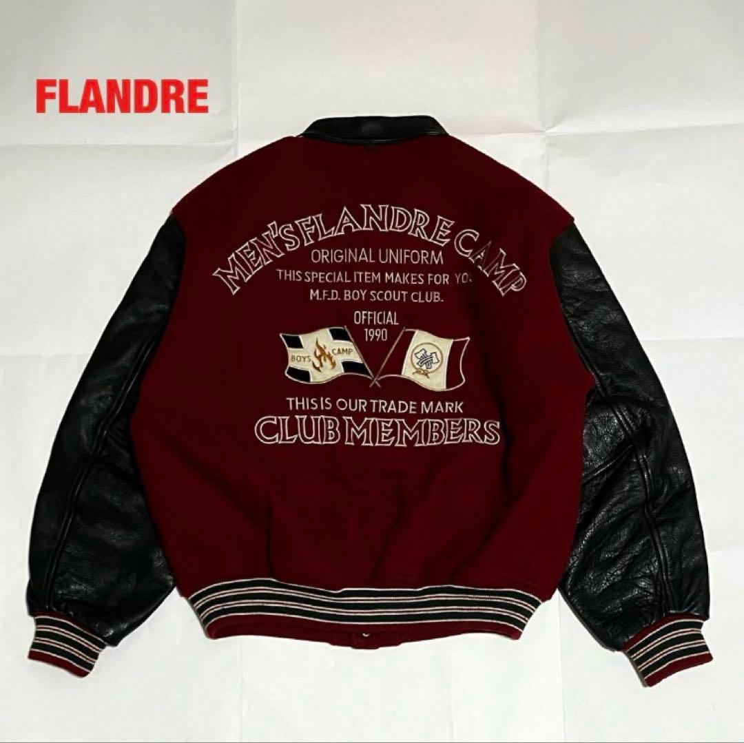 【人気】FLANDRE　フランドル　スタジャン　牛革レザー　ワッペン　刺繍ロゴ