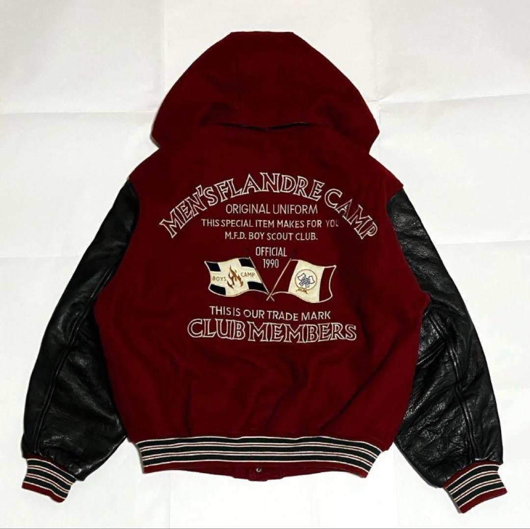 【人気】FLANDRE　フランドル　スタジャン　牛革レザー　ワッペン　刺繍ロゴ