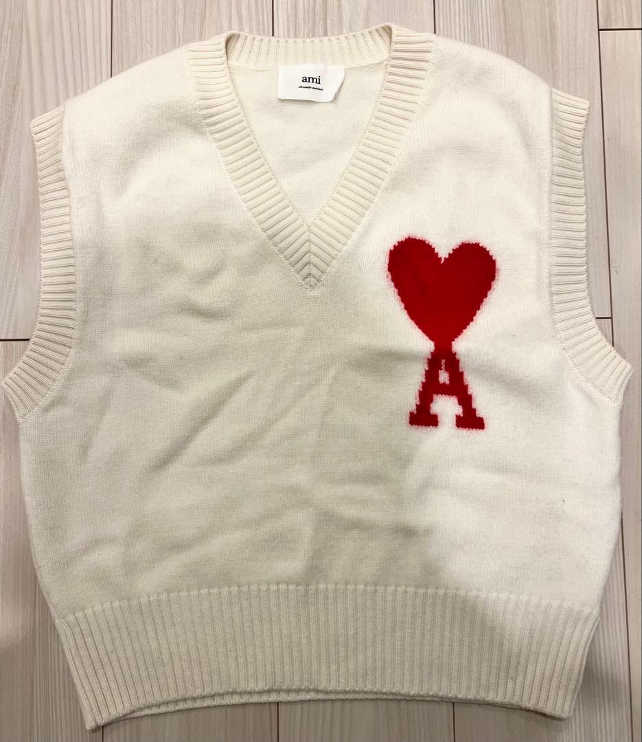 ami paris ハート ニット ベスト ホワイト