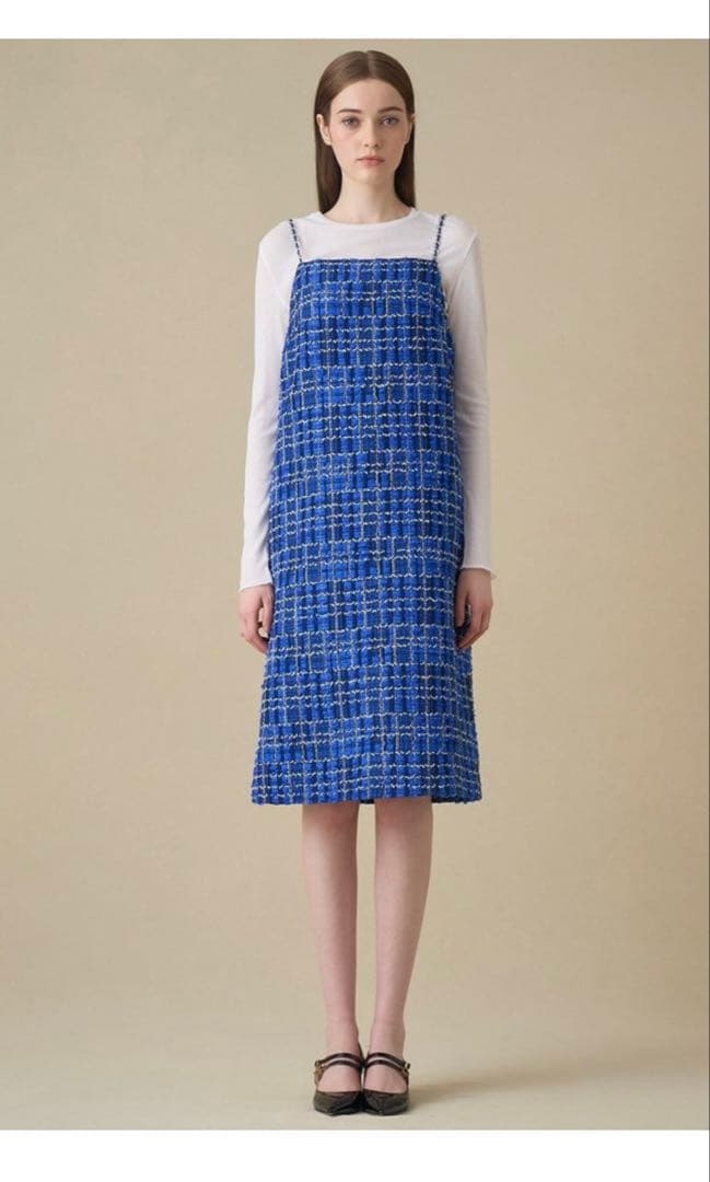 ANAYI 未着用 ブルーチェックツィードジャンパースカート