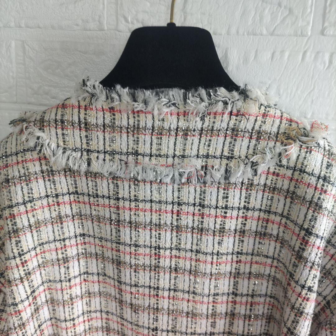 専用✨美品✨ランバンオンブルー　ノーカラー　オープンスリーブ　ツィードジャケット