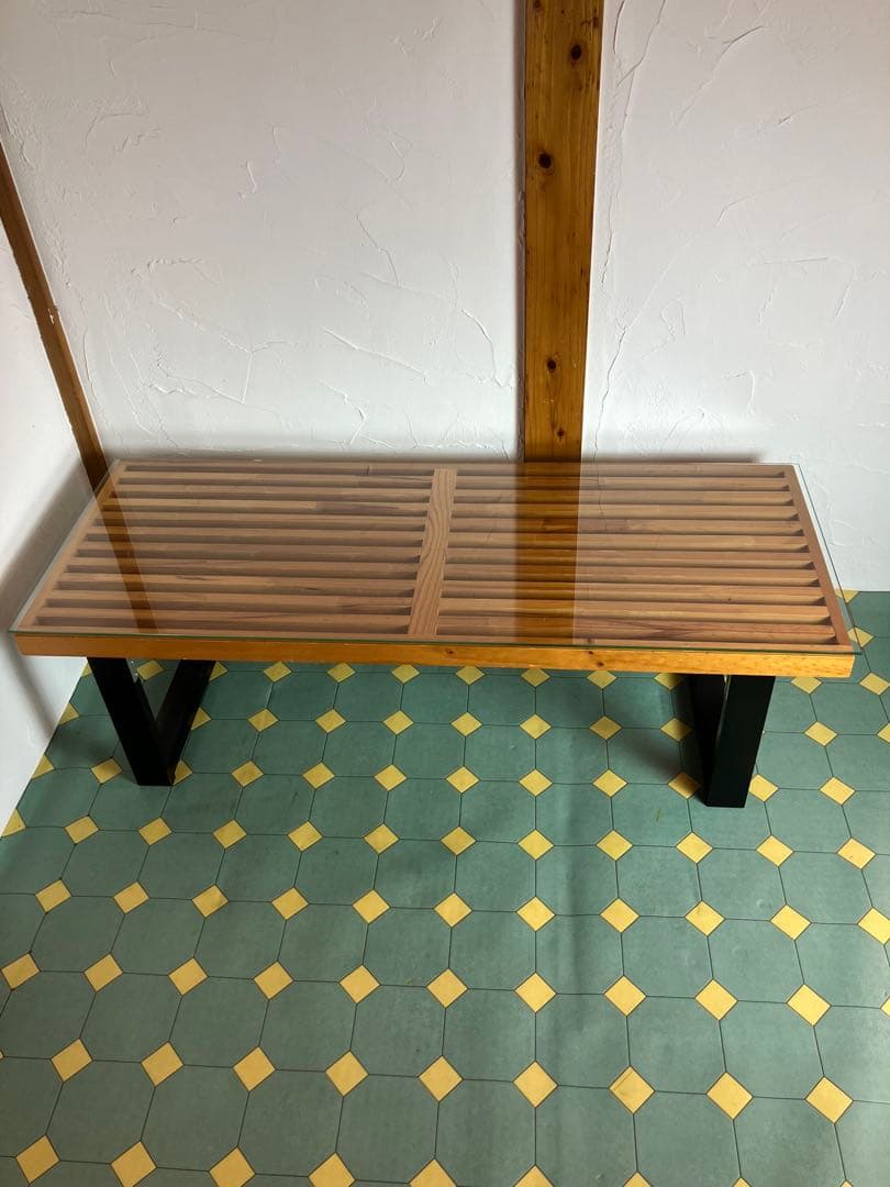 ジョージネルソン　ネルソンベンチ　リプロダクト　ガラス天板付き　ネルソン