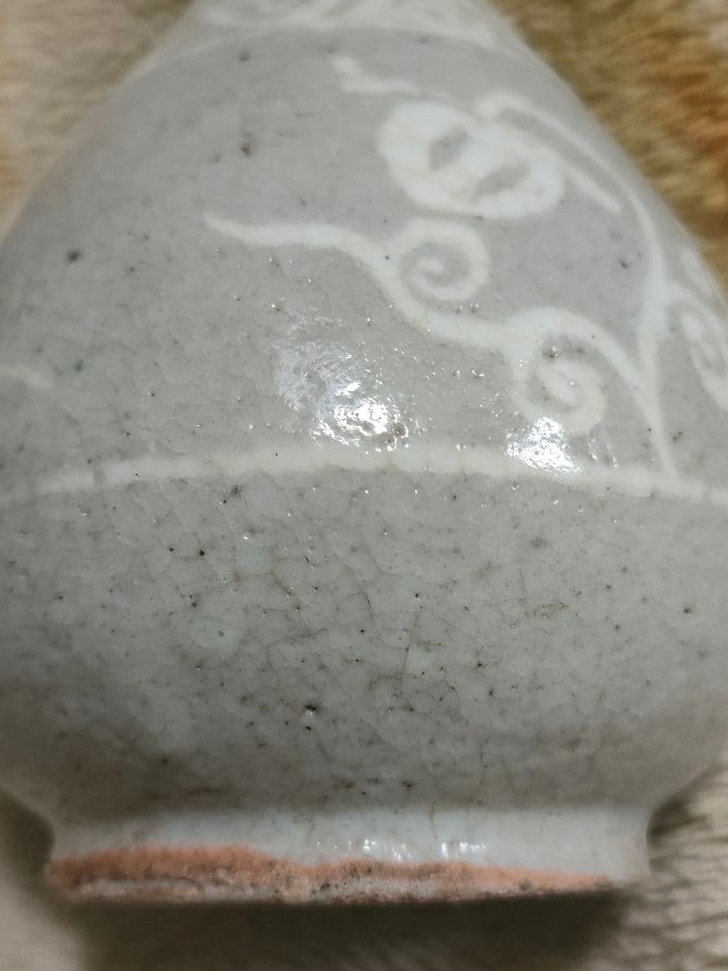 p*e様 高麗青磁　徳利　花入　時代物　白象嵌　朝鮮美術