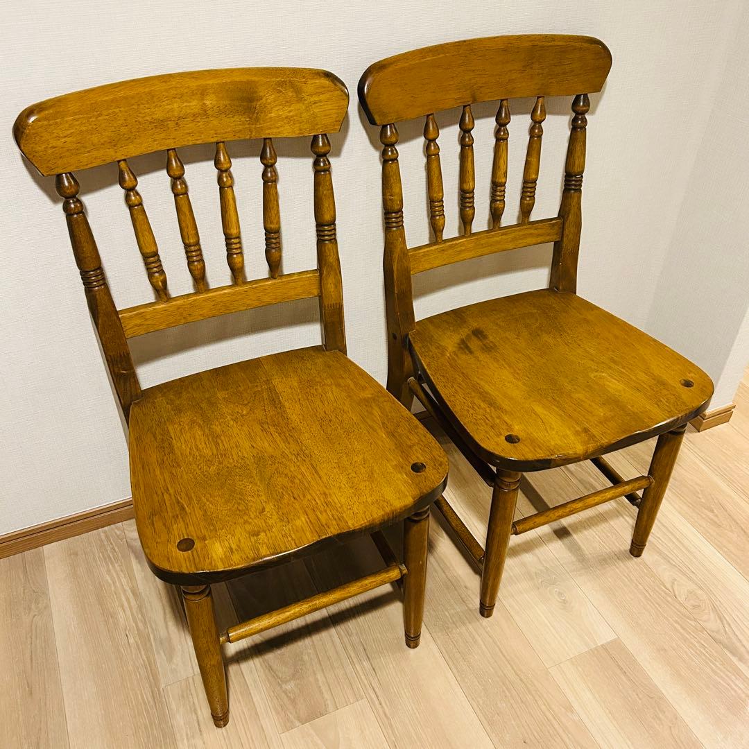 【2脚セット】ウィンザーチェア 木製椅子 アンティーク調 ヴィンテージ