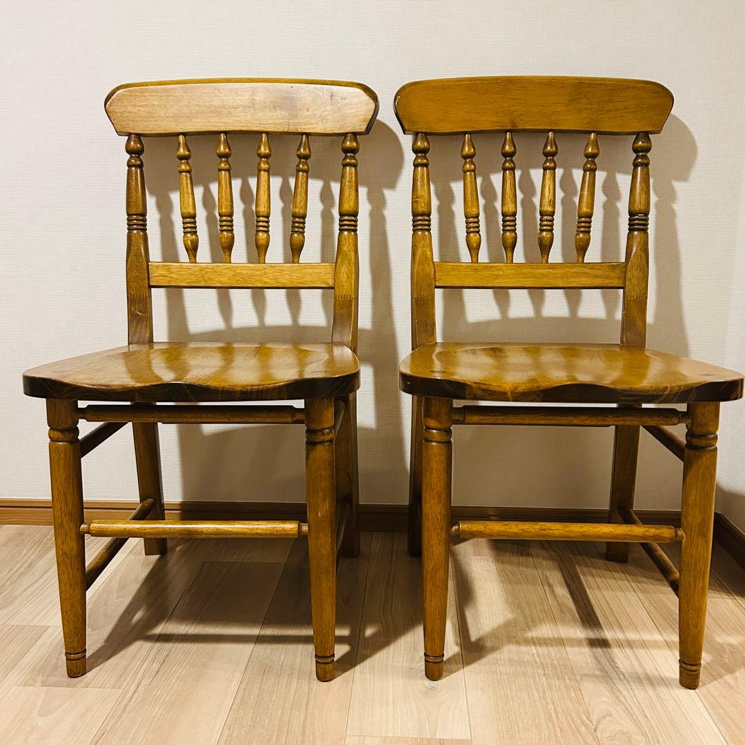 【2脚セット】ウィンザーチェア 木製椅子 アンティーク調 ヴィンテージ