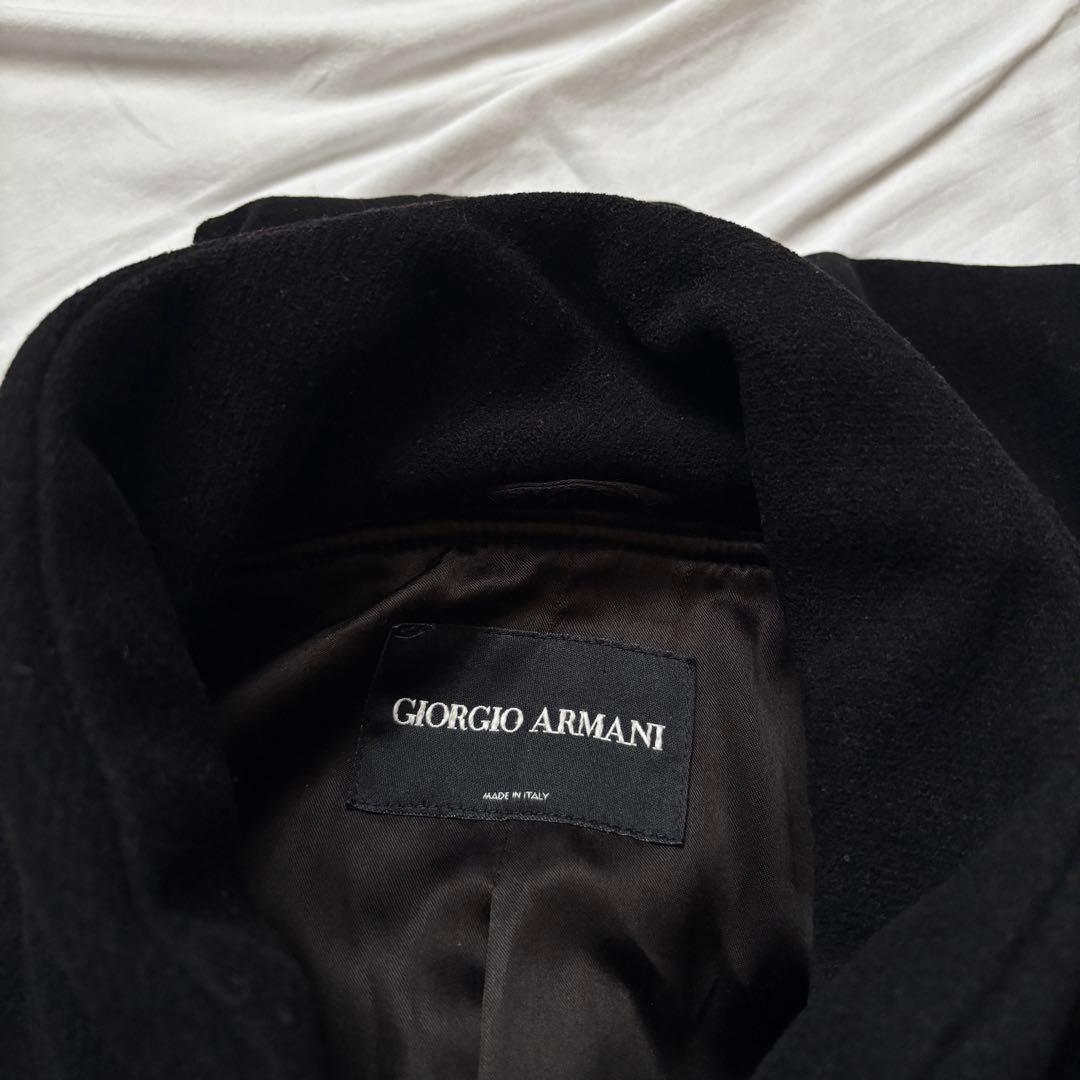 GIORGIO ARMANI 52 マオカラー ハーフコート 丸襟 ブラック