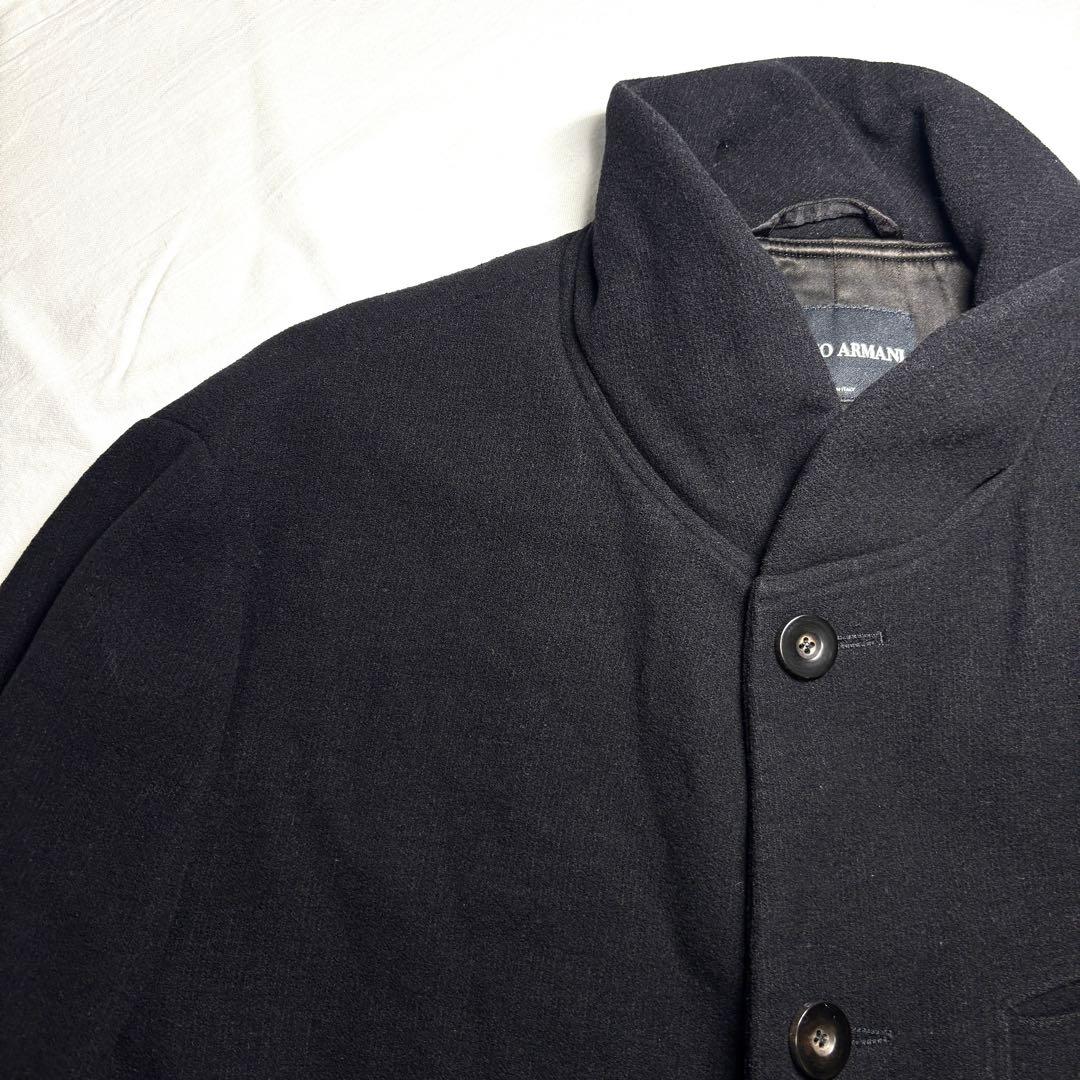 GIORGIO ARMANI 52 マオカラー ハーフコート 丸襟 ブラック