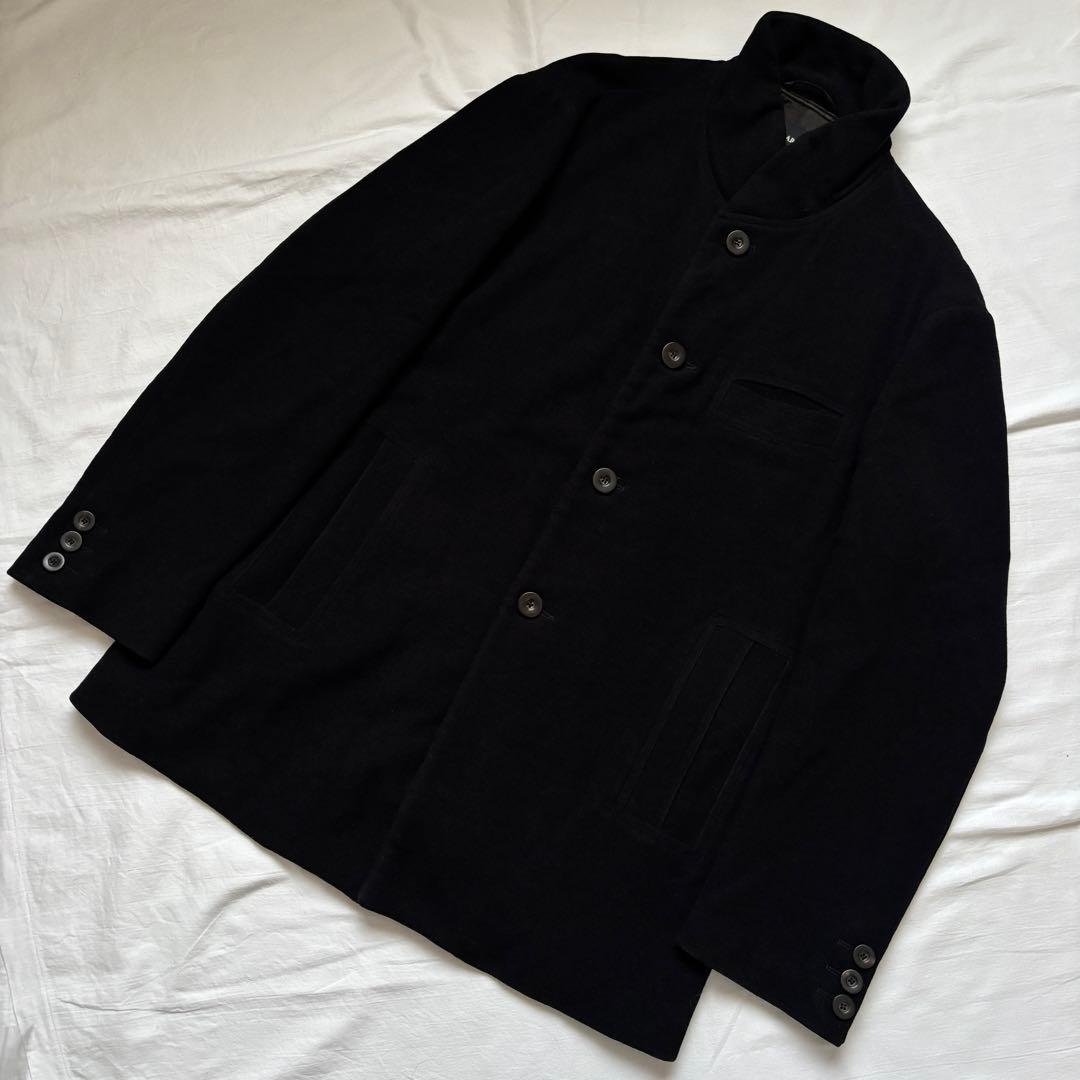 GIORGIO ARMANI 52 マオカラー ハーフコート 丸襟 ブラック