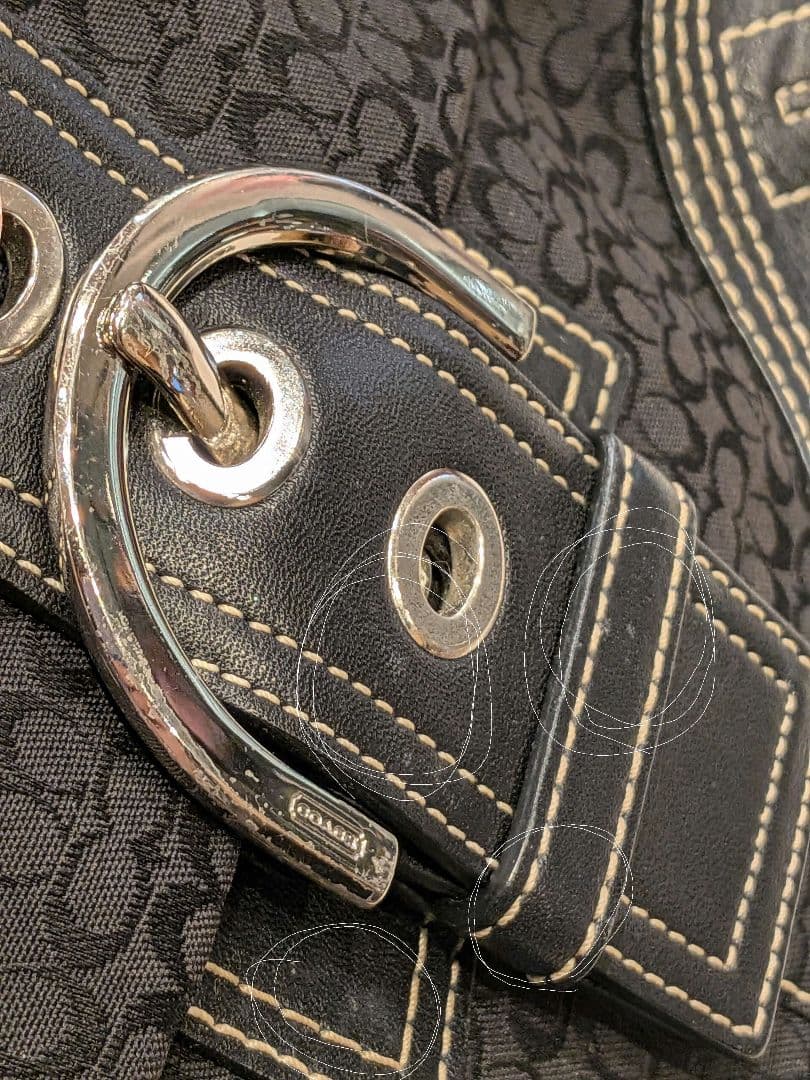 コーチCOACH ショルダーバッグ　レザー　キャンバス　シグネチャー　黒