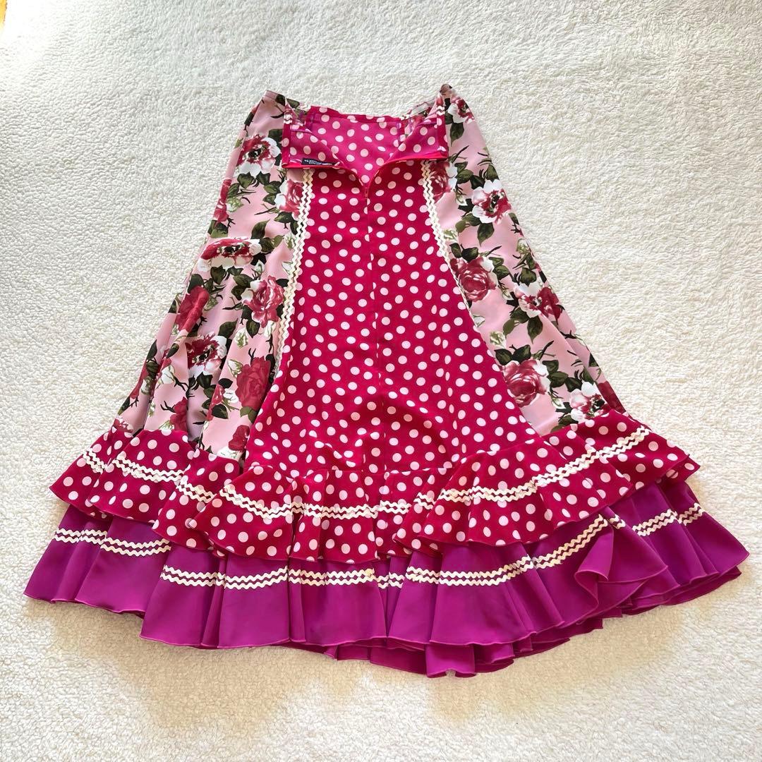 ソニアジョーンズ スカート フラメンコ衣装 バラ ドット