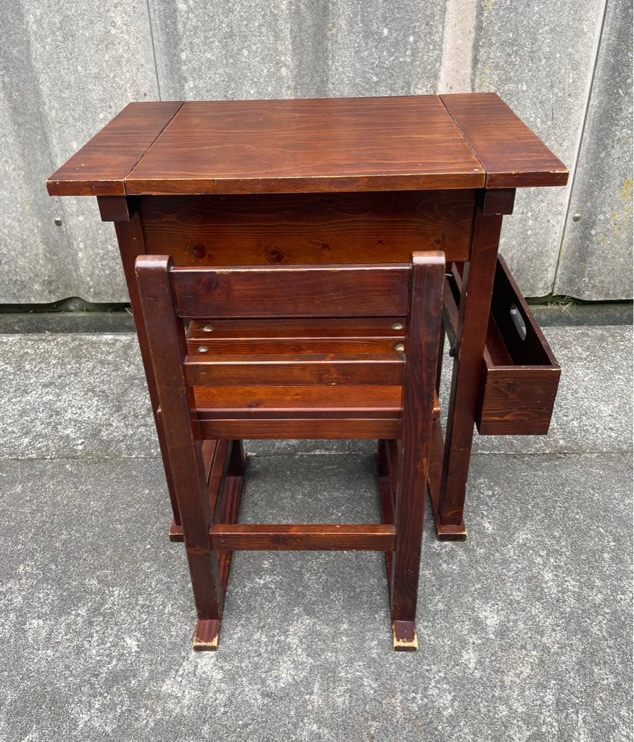 ビンテージ/木製/ドレッサー/鏡台/椅子/スツール/セット