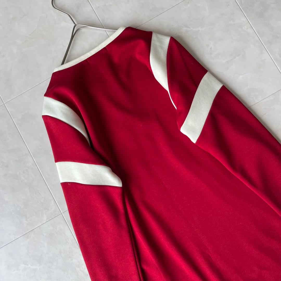 新品タグ付✨MARY QUANT 配色長袖ニットワンピ 赤白 M(38)