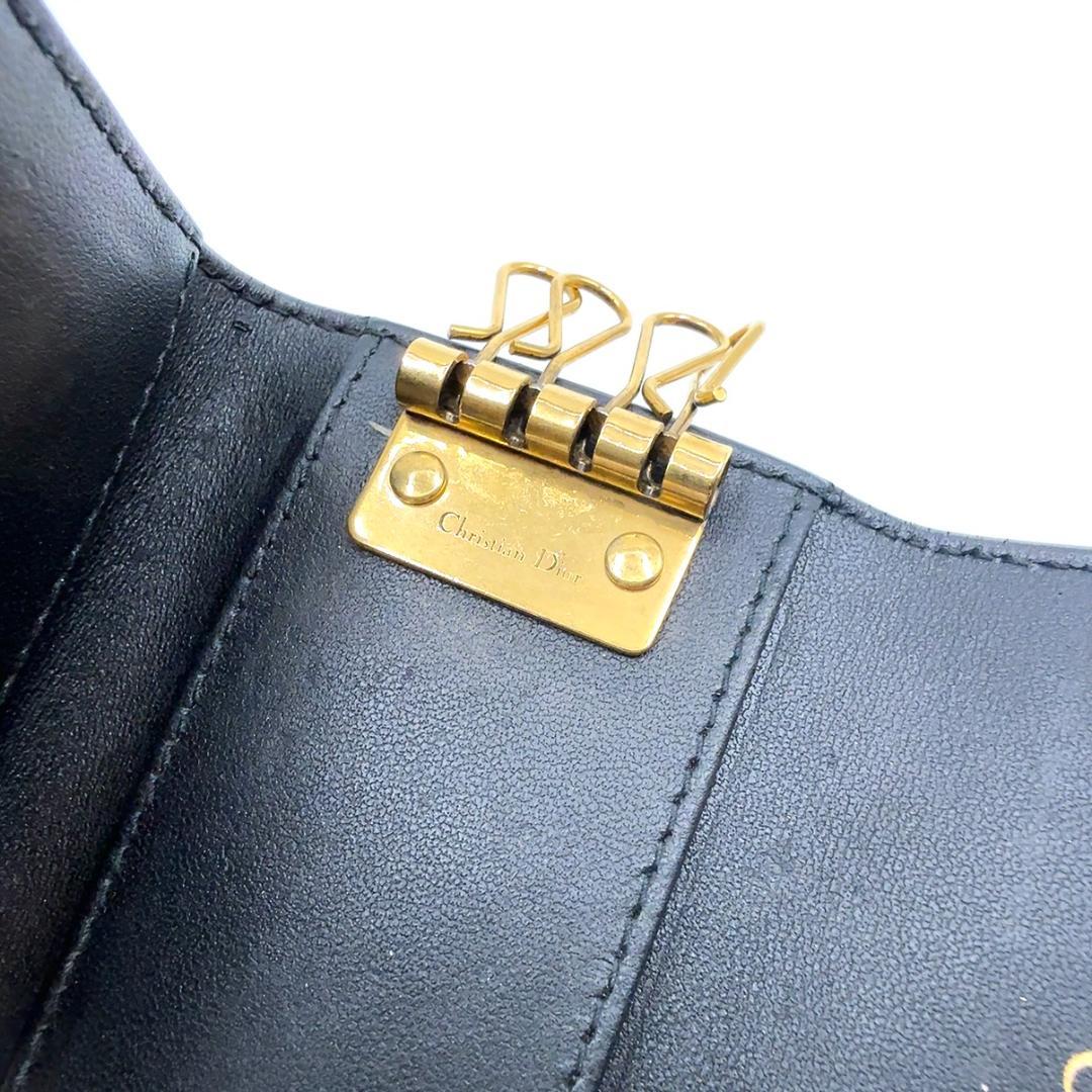 ◇クリスチャンディオール◇レザー/サドル/4連/キーケース/ブラック/ゴールド