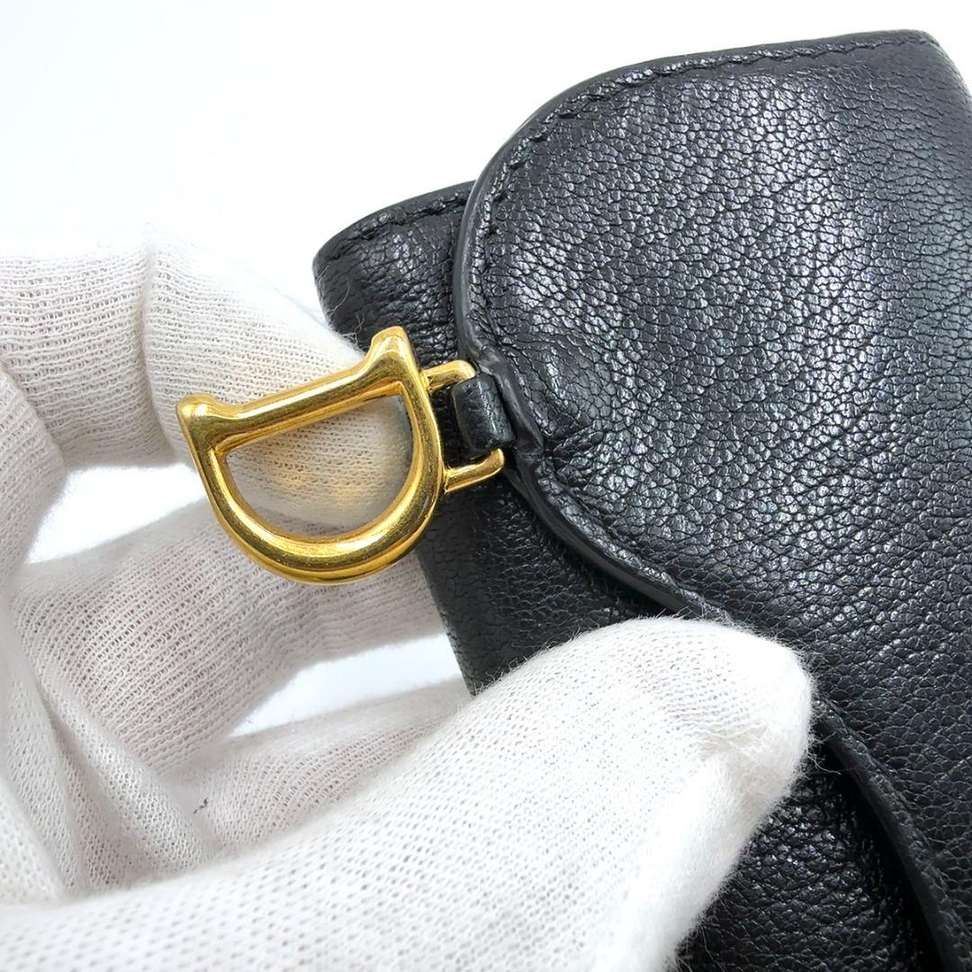 ◇クリスチャンディオール◇レザー/サドル/4連/キーケース/ブラック/ゴールド