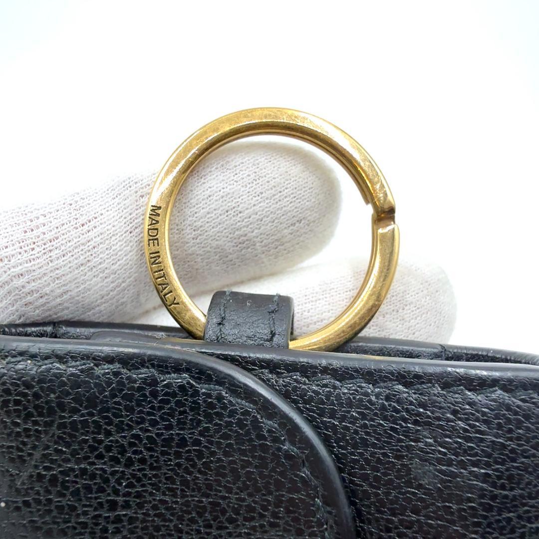 ◇クリスチャンディオール◇レザー/サドル/4連/キーケース/ブラック/ゴールド