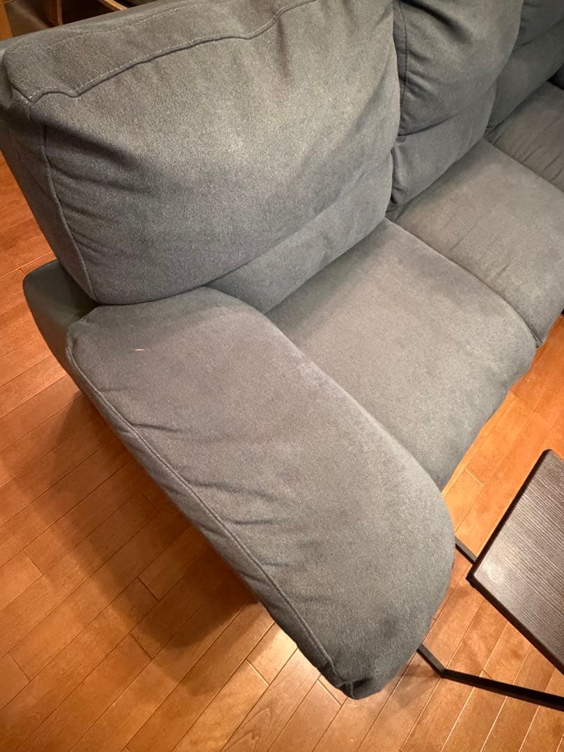 L字型ファブリックソファ サイドテーブル付き