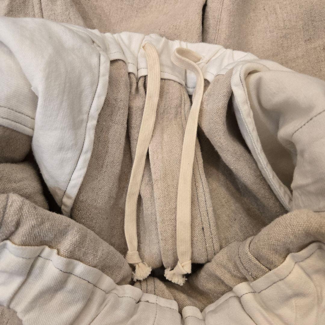 MITTAN ベージュ リネン風ワイドパンツ ウエストゴム