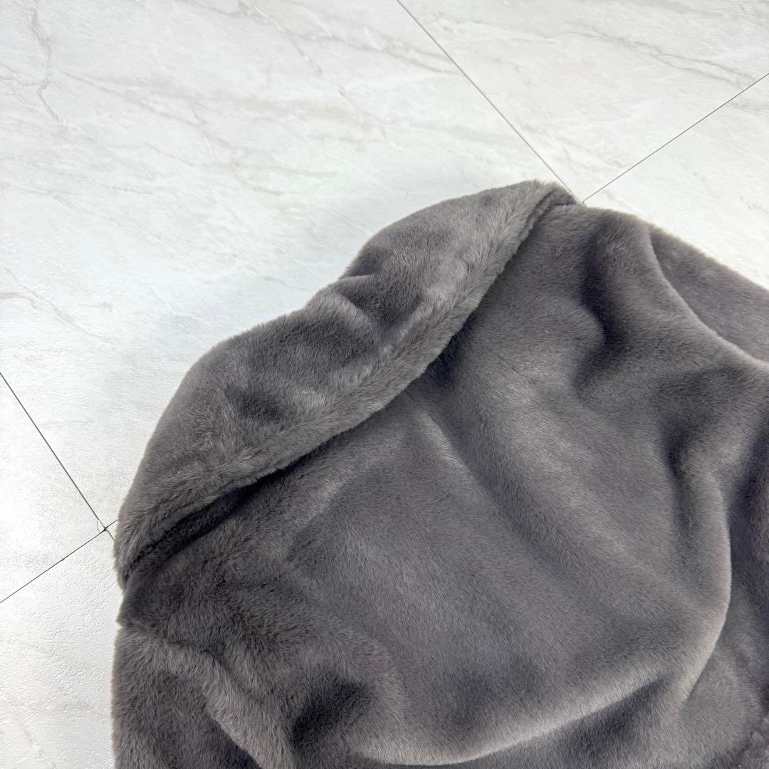 極美品 HERNO エコファー ガウン ロングコート グレー モノグラム 40