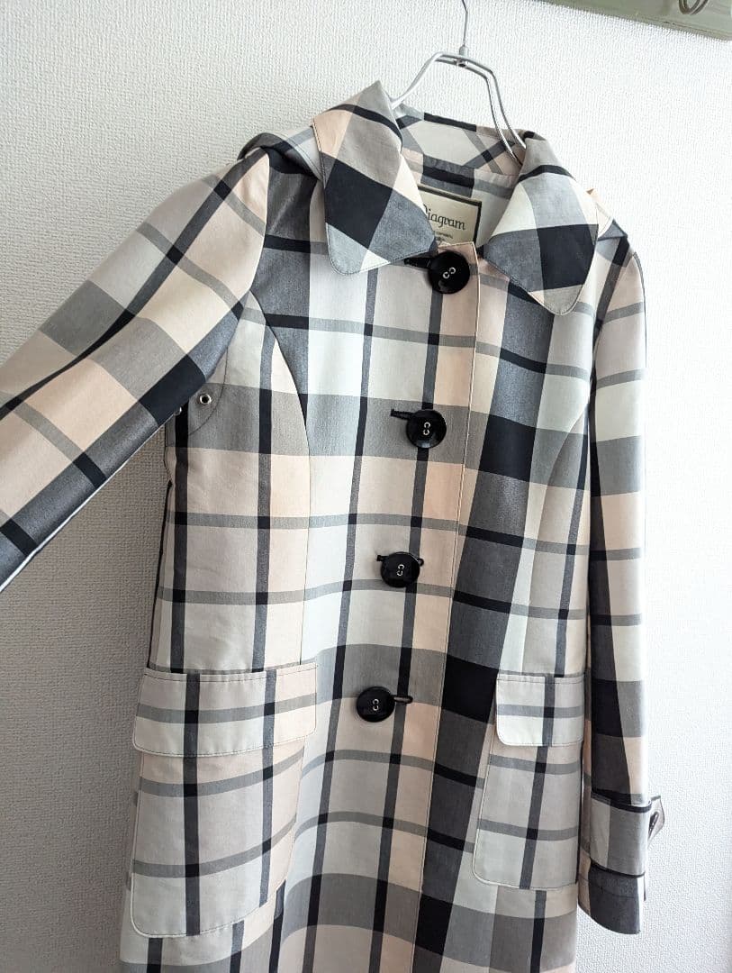 【美品】Grace Continental 撥水スプリングコート　大チェック柄