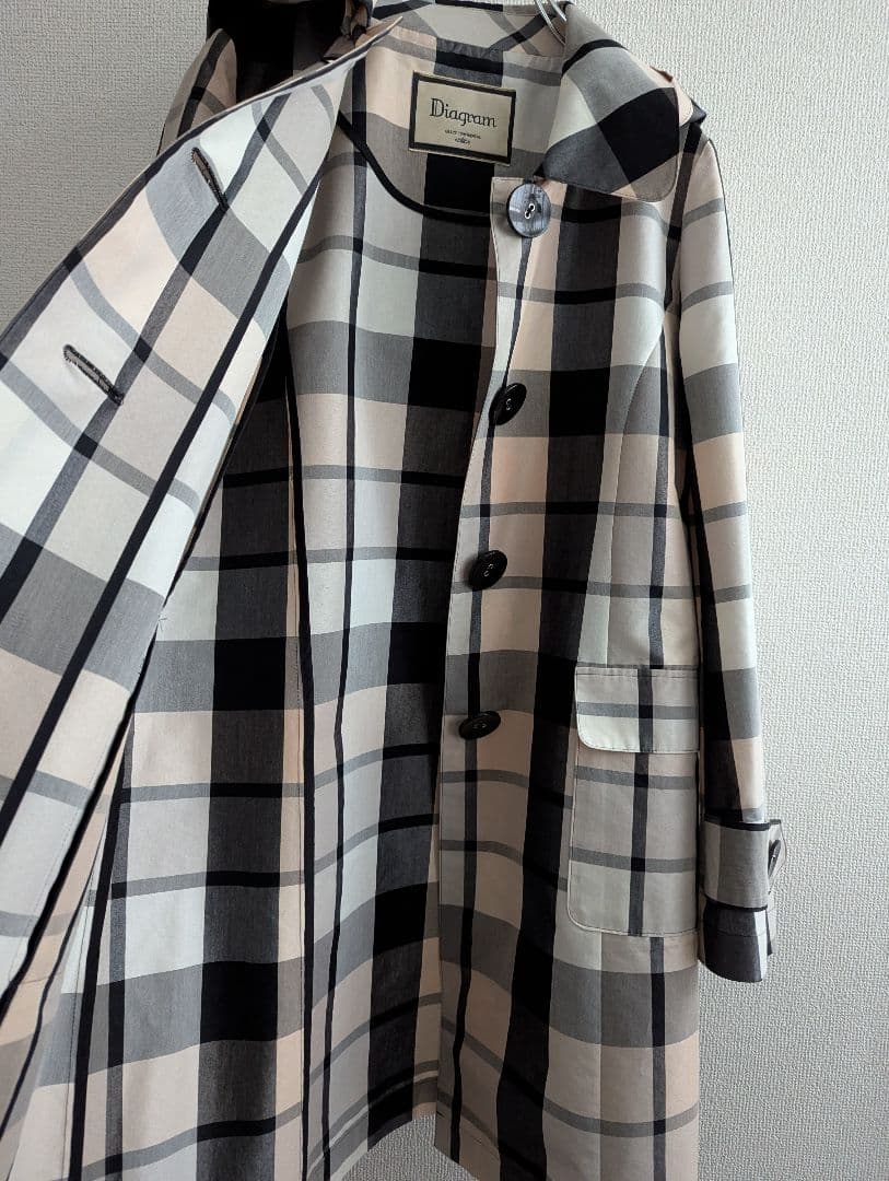 【美品】Grace Continental 撥水スプリングコート　大チェック柄