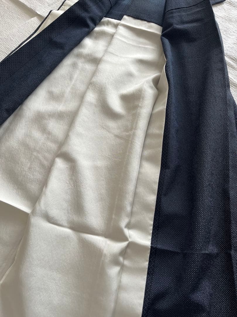 本塩沢　単衣　縦縞　しつけ付　未着用
