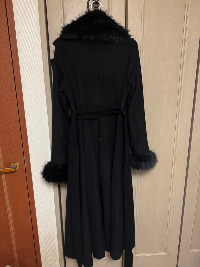 rienda ウールMIXクラッシィドレスコート （BLK）