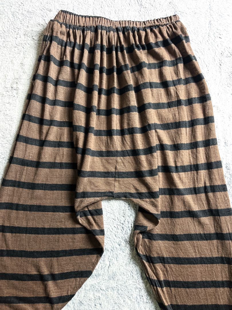 【ICHI Antiquite's】リネン100% ボーダー柄 サルエルパンツ