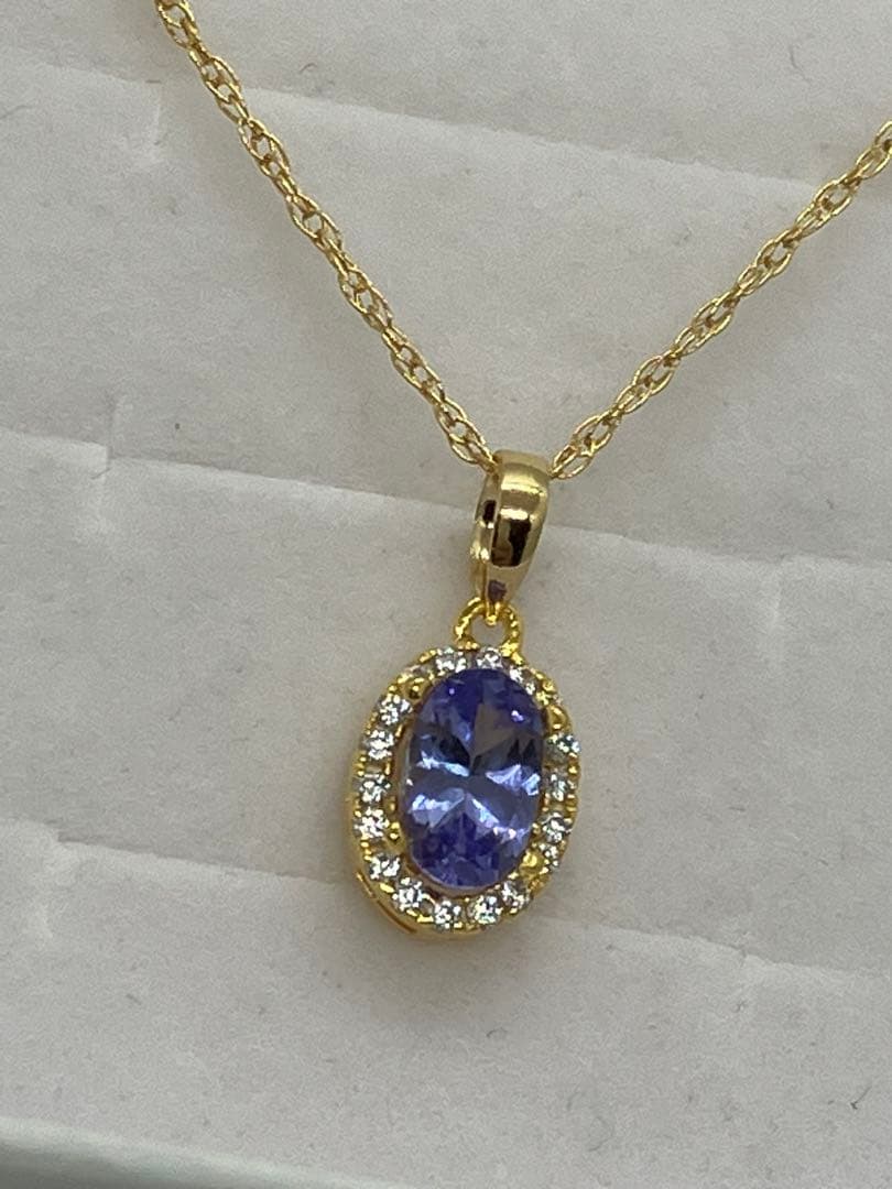 早い者勝ち! 天然タンザナイト ダイヤモンド K18 刻印 ネックレス