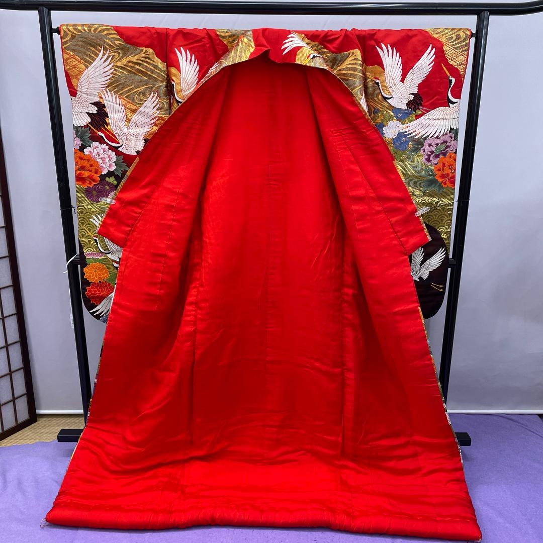 r*o様 オY★2378★ 色打掛 豪華 赤 鶴 金彩 婚礼衣装 新婦 結婚式