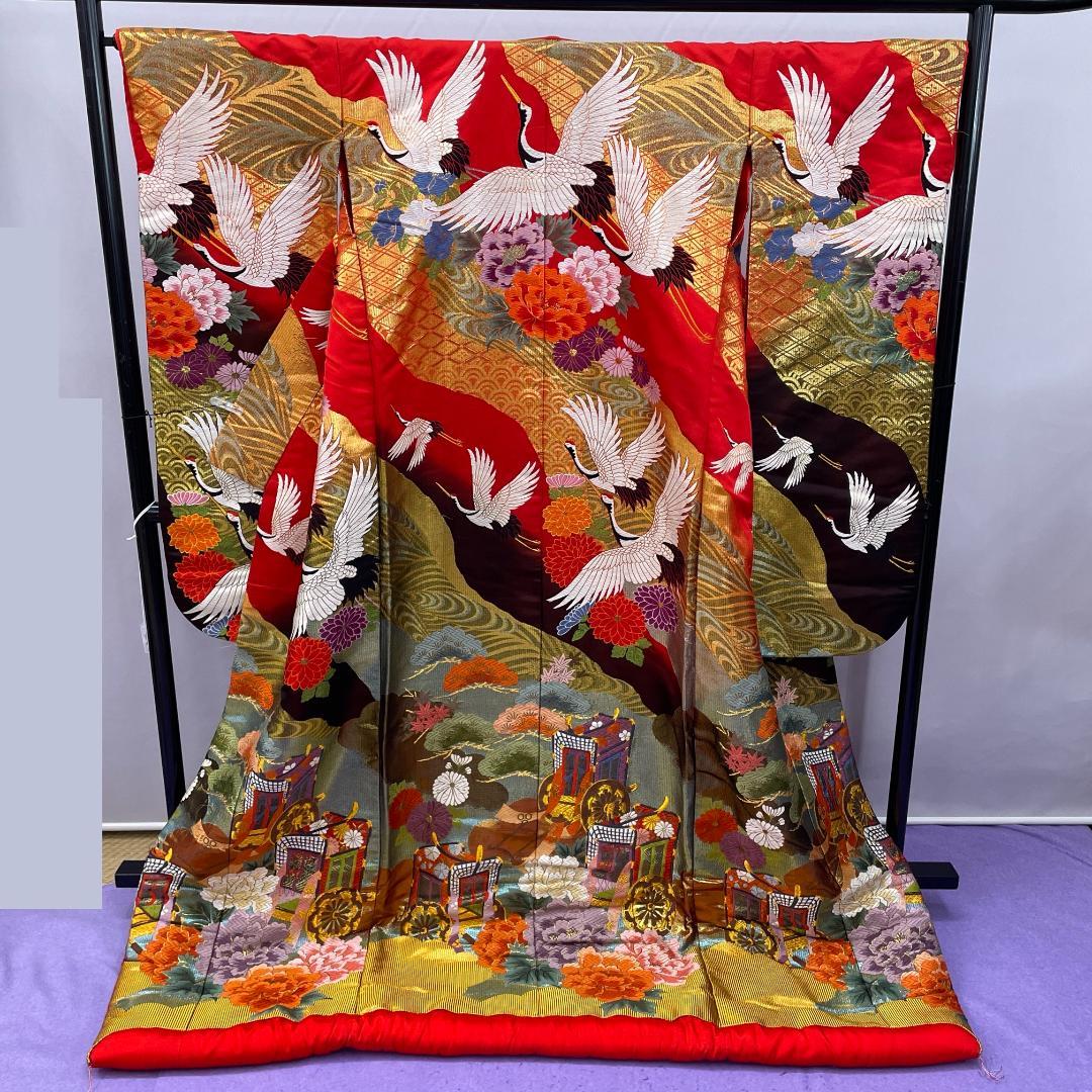 r*o様 オY★2378★ 色打掛 豪華 赤 鶴 金彩 婚礼衣装 新婦 結婚式
