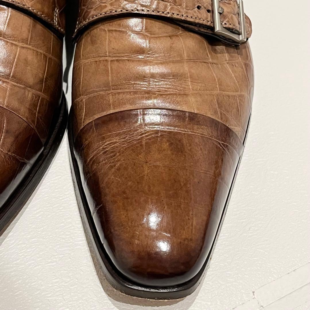 フランチェスコベニーニョ　クロコ型押し　ダブルモンク　ドレスシューズ 26.0