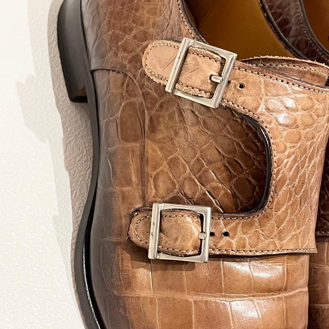 フランチェスコベニーニョ　クロコ型押し　ダブルモンク　ドレスシューズ 26.0