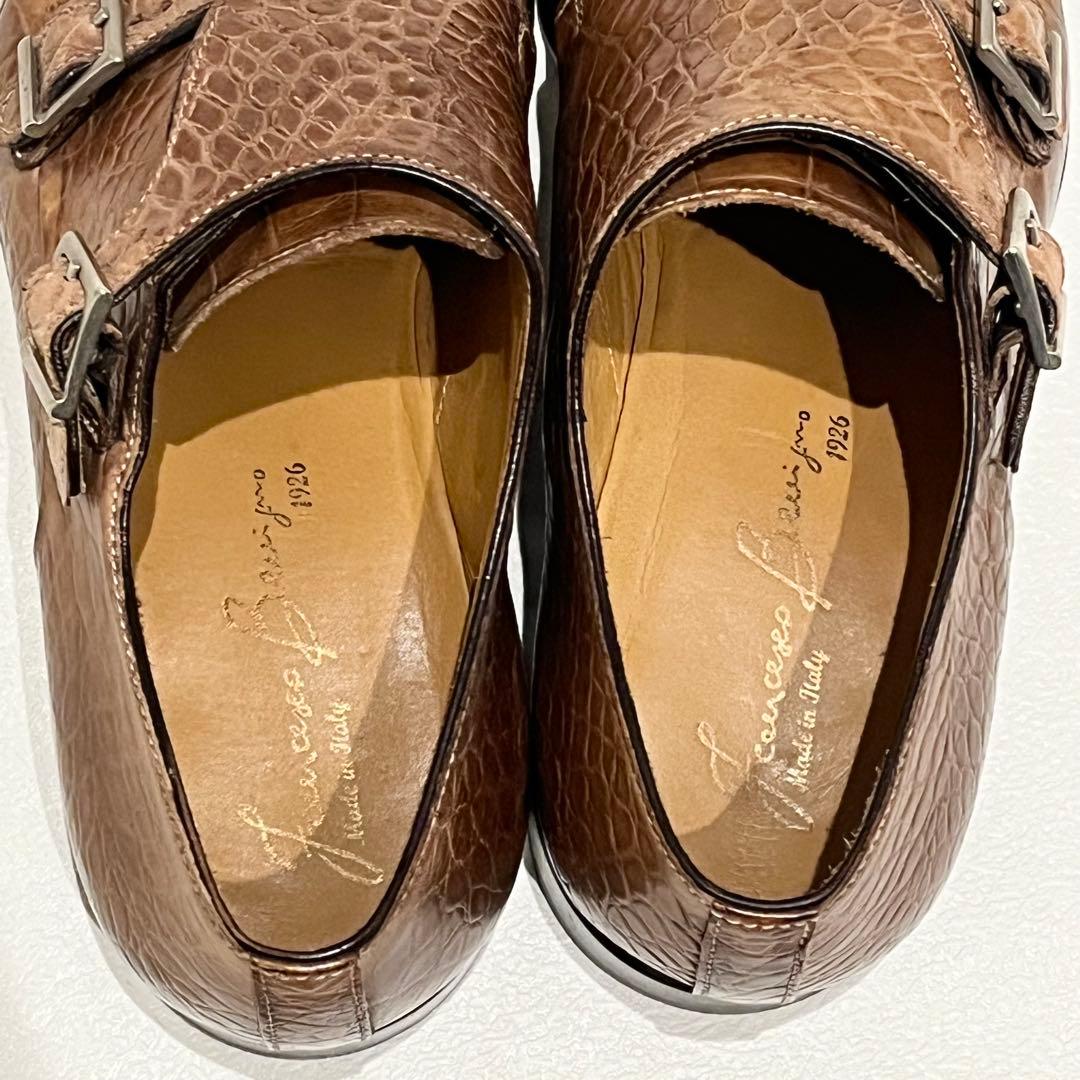 フランチェスコベニーニョ　クロコ型押し　ダブルモンク　ドレスシューズ 26.0