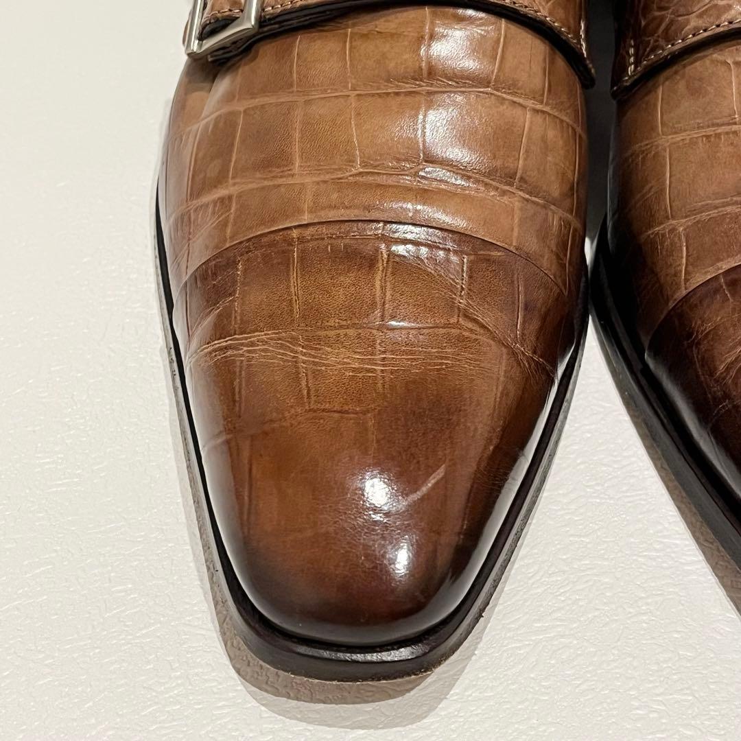 フランチェスコベニーニョ　クロコ型押し　ダブルモンク　ドレスシューズ 26.0