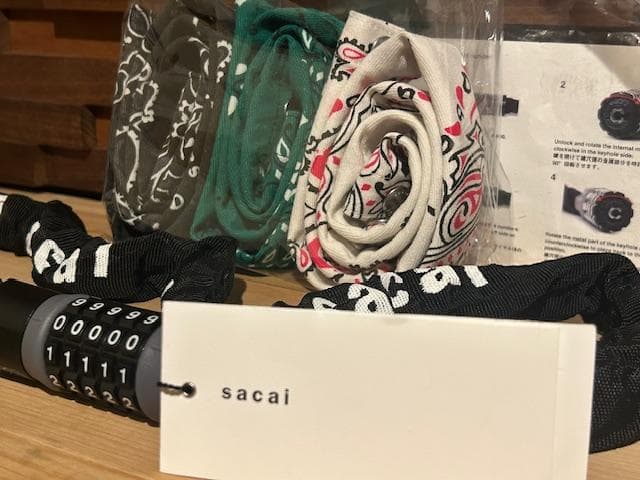 ♪送料無料★sacai★希少★自転車ロックチェーン★新品★22-0336S★黒♪