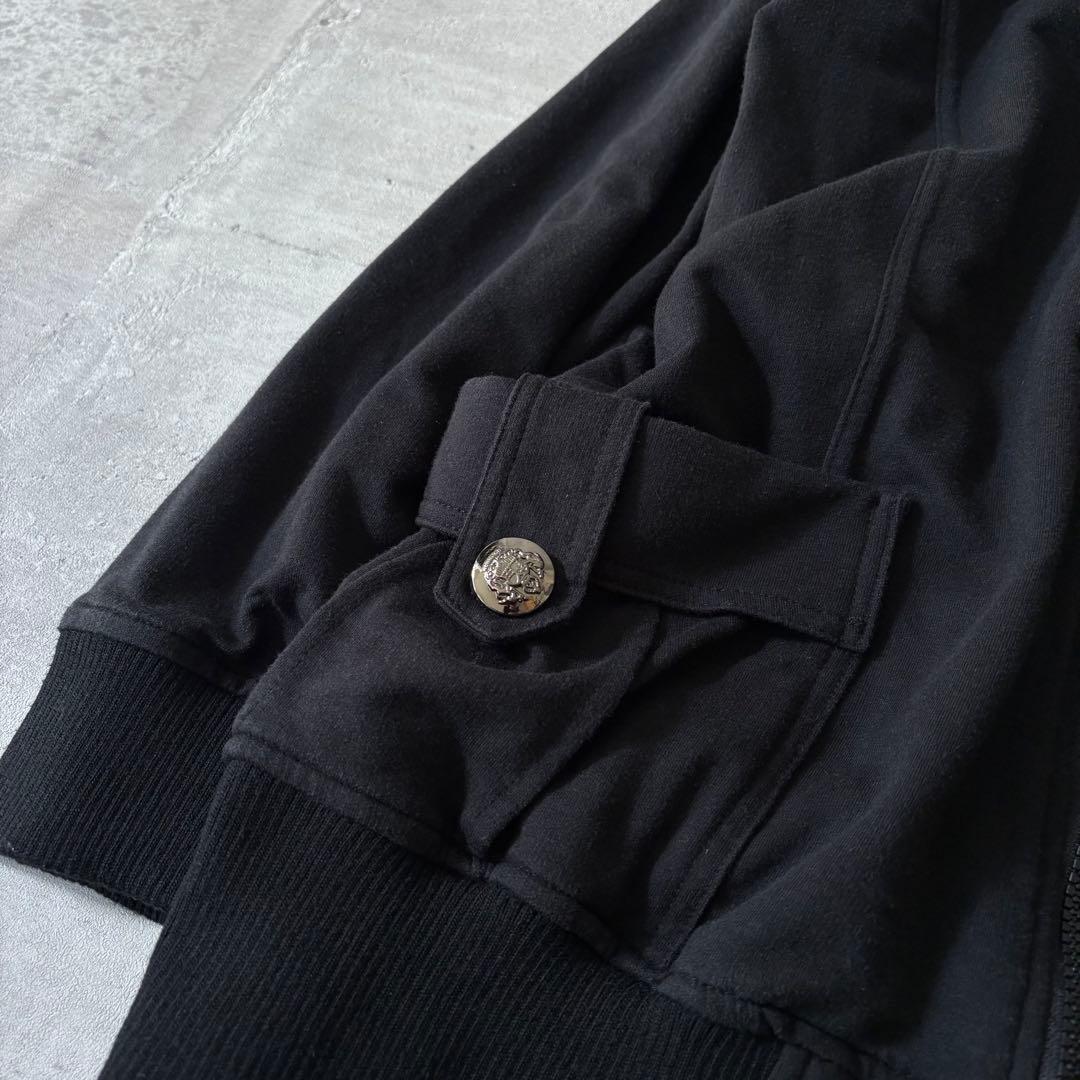 00s スウェット ブルゾン 平成ギャル y2k ダークコア ダブルジップ 黒