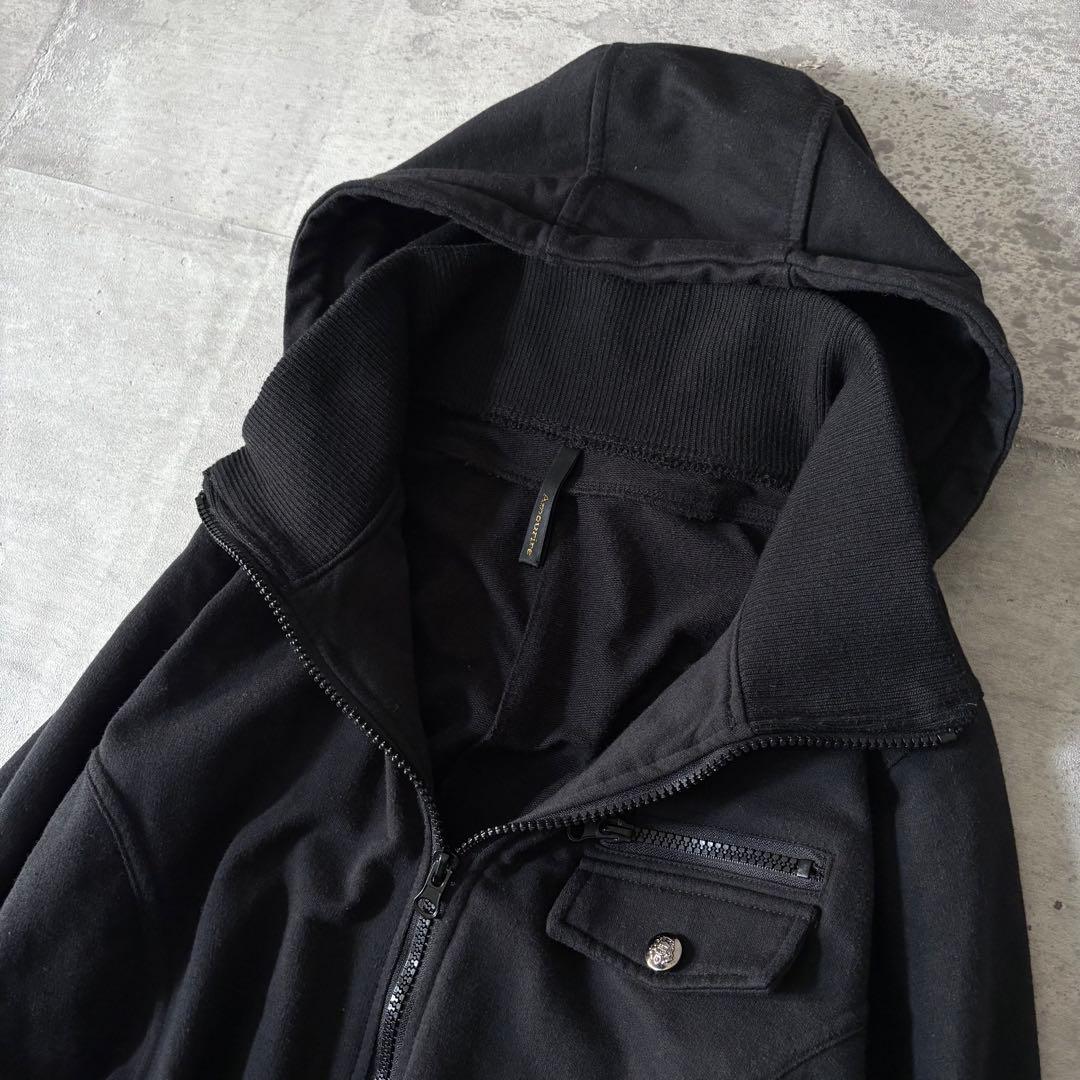 00s スウェット ブルゾン 平成ギャル y2k ダークコア ダブルジップ 黒