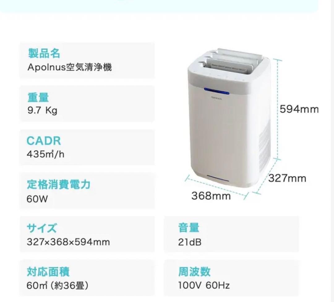 マクアケ　Apolinus 空気清浄機 5段階交換不要フィルター