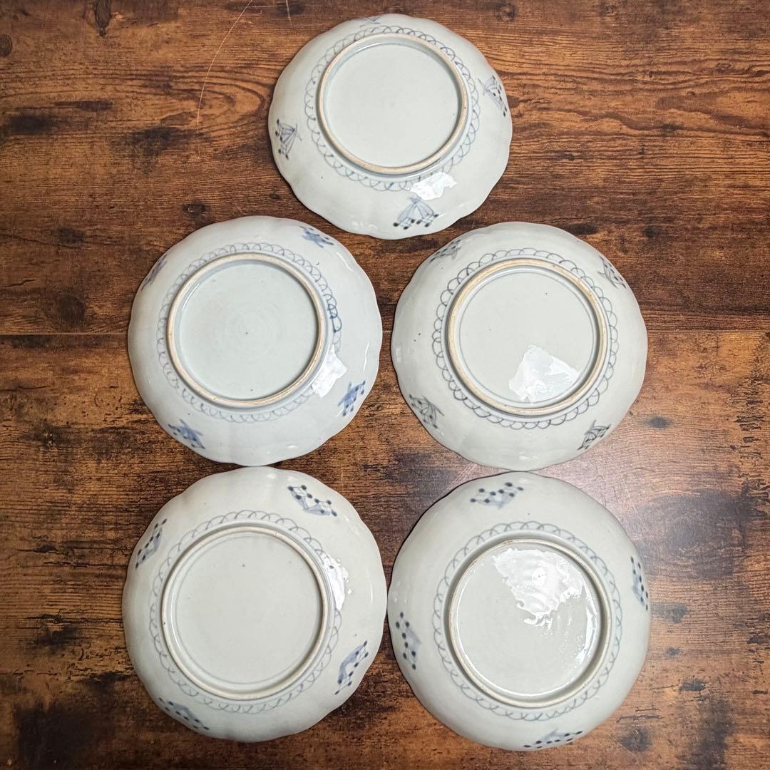 古伊万里　赤絵麒麟図七寸皿五客　大皿/中皿/アンティーク/お皿 020