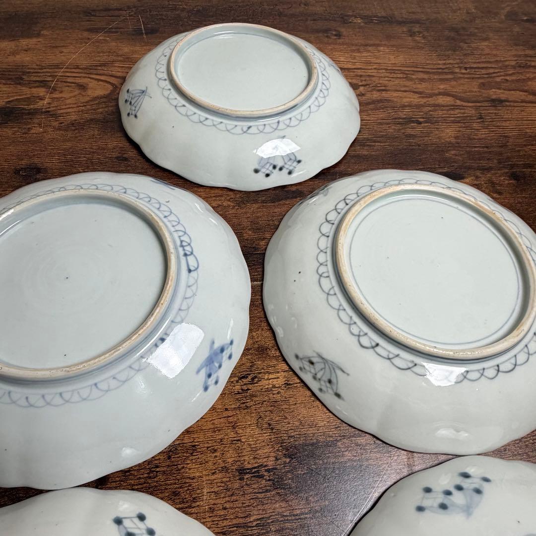 古伊万里　赤絵麒麟図七寸皿五客　大皿/中皿/アンティーク/お皿 020