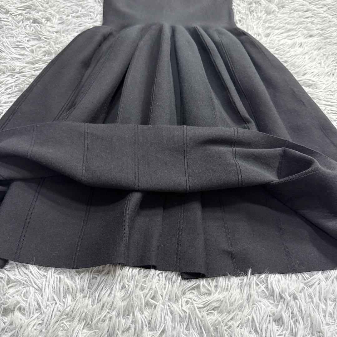 定価9万✨フォクシー ニットドレスワンピース タックフレア フォーマル ブラック