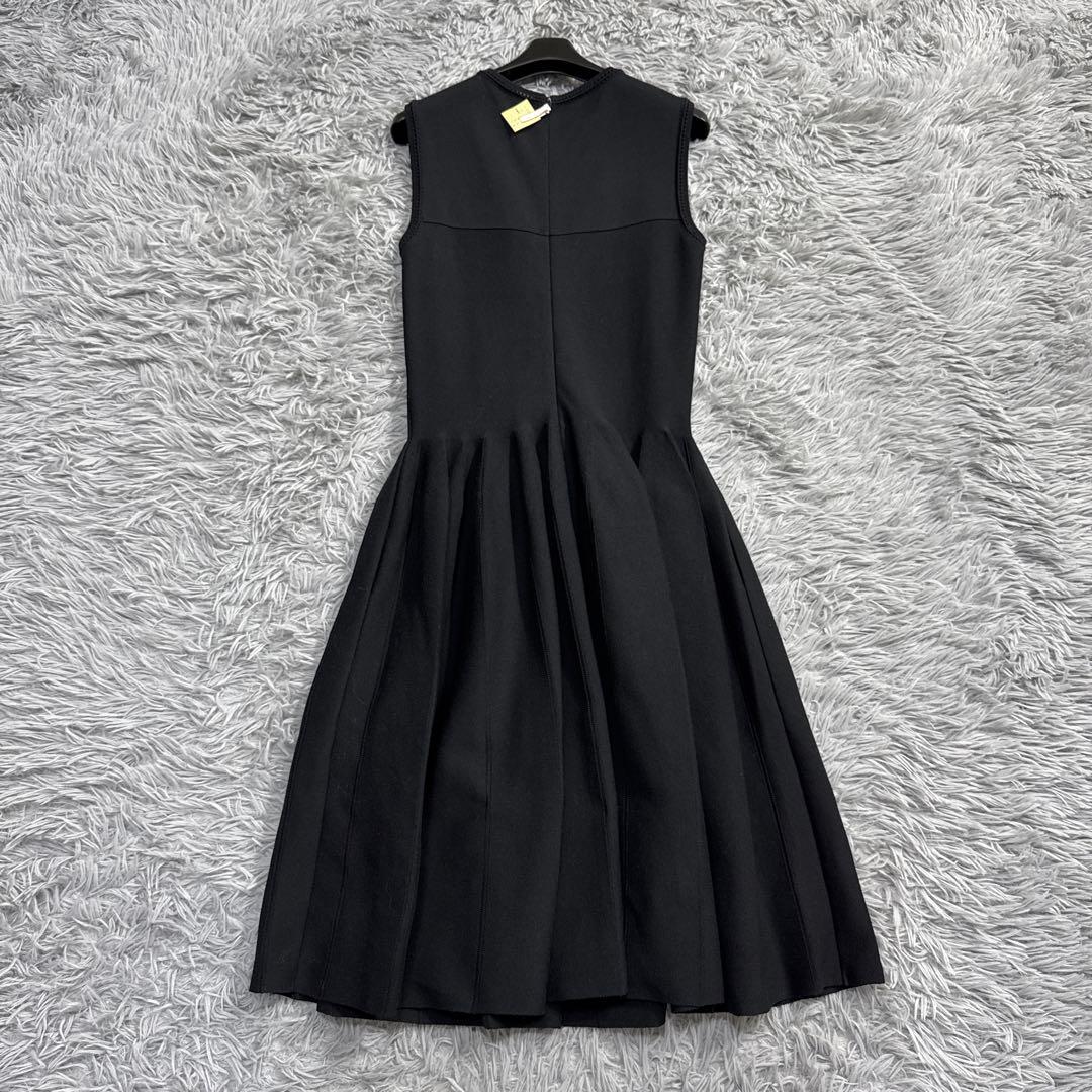 定価9万✨フォクシー ニットドレスワンピース タックフレア フォーマル ブラック