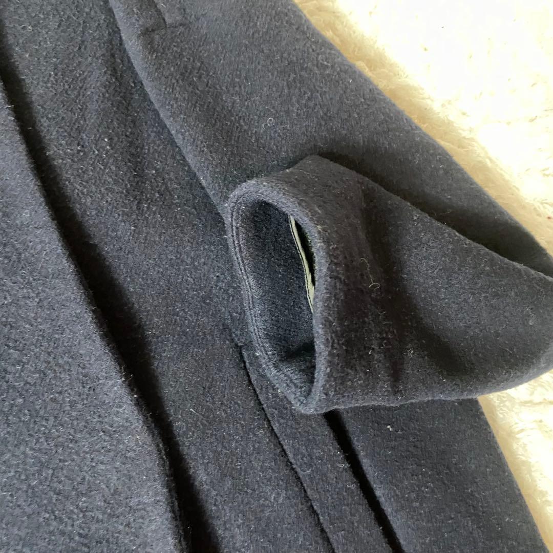 ENFOLD ウールリバー ノーカラーコート ネイビー 38 着丈122cm