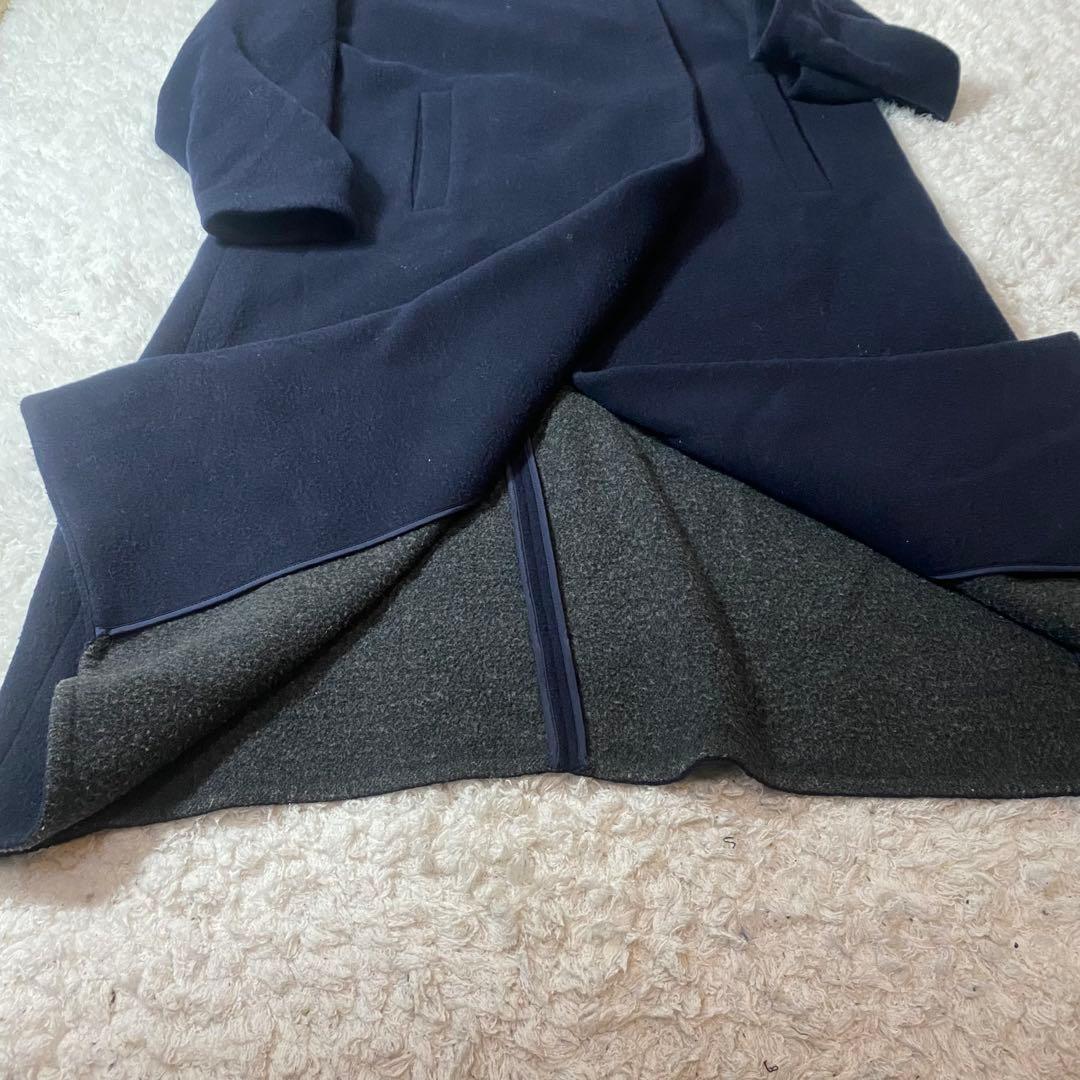 ENFOLD ウールリバー ノーカラーコート ネイビー 38 着丈122cm